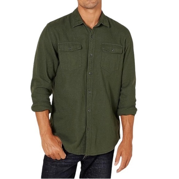 Eddie Bauer Dark Green Chamois Button Down Shirt Size XL Tall Casual Botton Down - Picture 1 of 11